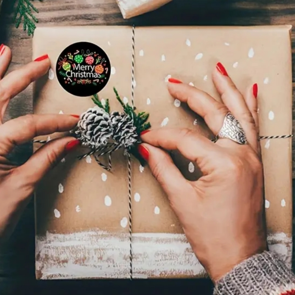 500pcs/roll Christmas Tree Stickers 1inch Christmas Holiday Decoration